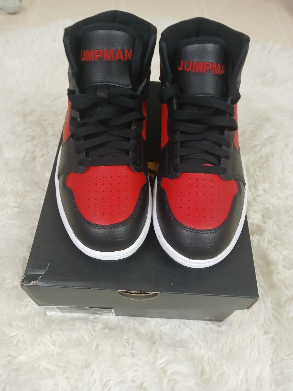 Jordan High-Top Sneakers in Black and Red - Picture 2 of 4